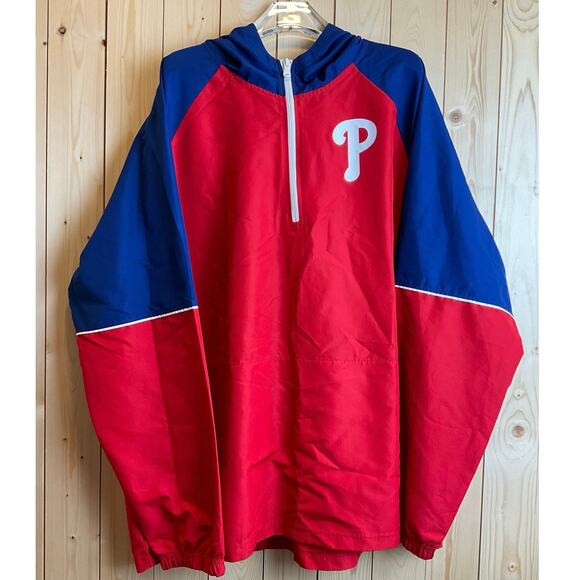 Majestic Other - Philadelphia Phillies Men's Windbreaker Jacket, Navy Blue and Red - Size 2XL